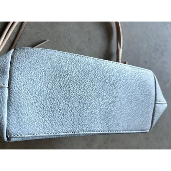 London Fog Travel Bag Houndstooth Brwn Barrel Duffle Leather Light Blue Bag - Picture 9 of 14